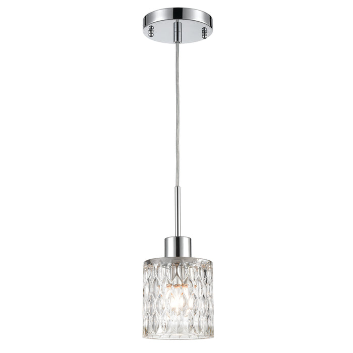 Ezra 1-Light Mini Pendant in Polished Chrome with Textured Clear Crystal