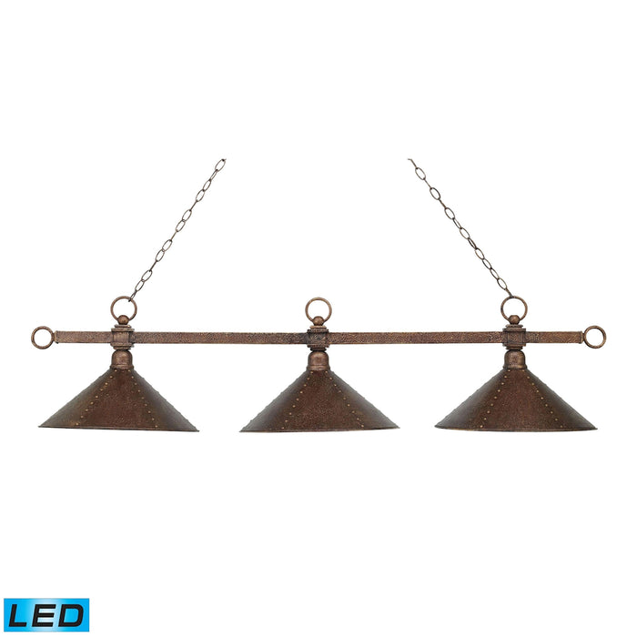 Designer Classics 58'' Wide 3-Light Linear Chandelier - Antique Copper