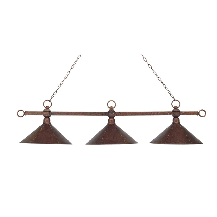 Designer Classics 58'' Wide 3-Light Linear Chandelier - Antique Copper