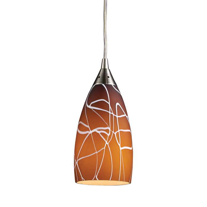 Abstraction 1-Light Pendant in Brown and Satin Nickel Finish