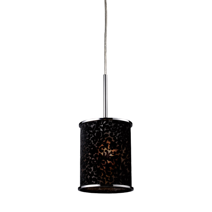 Fabrique 1-Light Drum Pendant in Polished Chrome and Velvet Black Shade