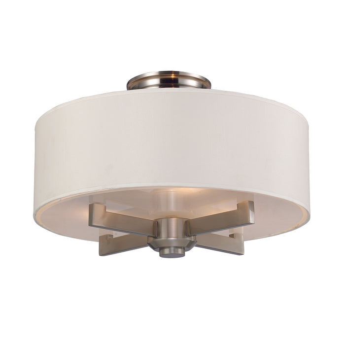 Seven Springs 18'' Wide 3-Light Semi Flush Mount - Satin Nickel