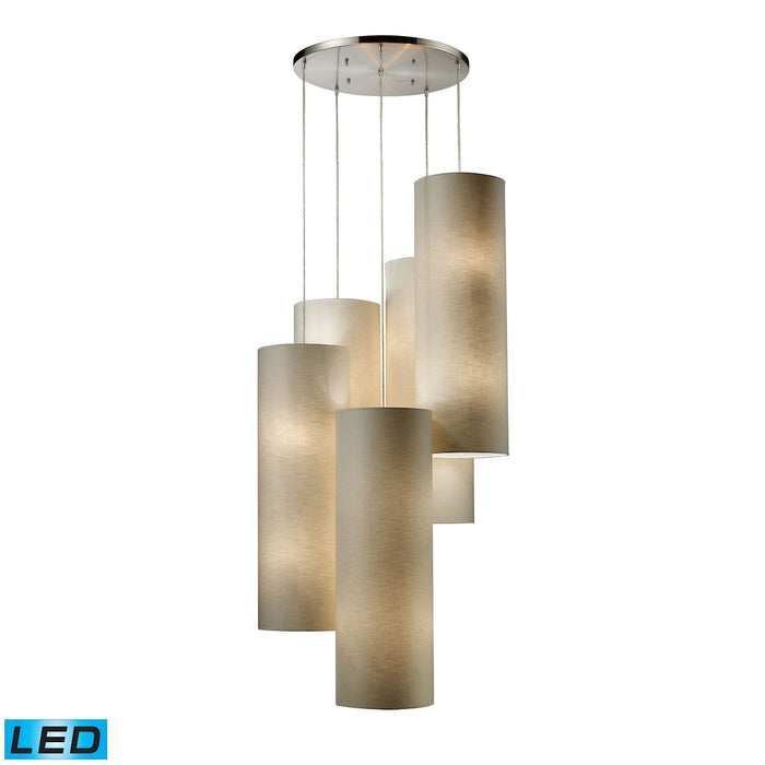 Fabric Cylinders Configurable Multi Pendant - Satin Nickel