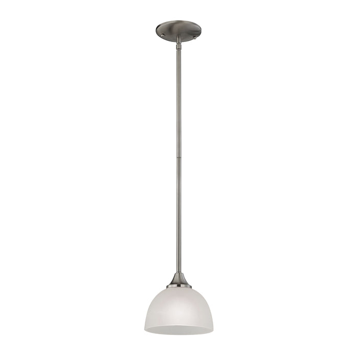 Bristol Lane 1-Light Mini Pendant in Brushed Nickel with White Glass