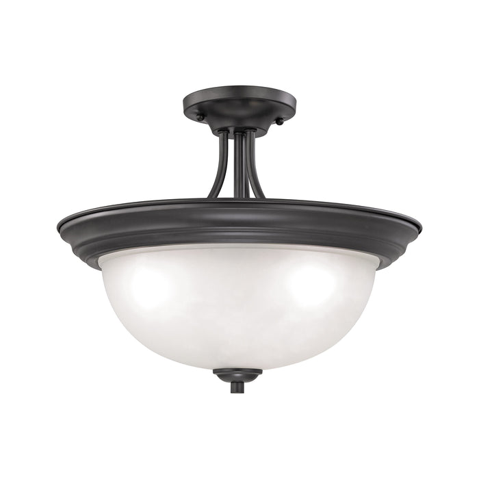 Bristol Lane 3-Light Semi Flush Mount in Oil Rubbed Bronze with White Glass