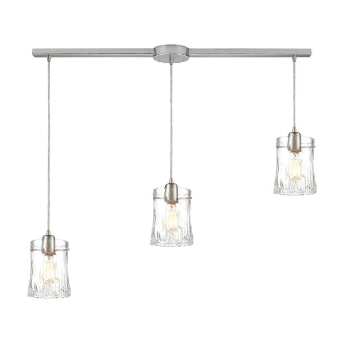 Hand Formed Glass 36'' Wide 3-Light Mini Pendant - Satin Nickel