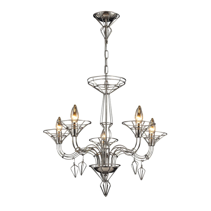 Exo 5-Light Chandelier in Satin Nickel