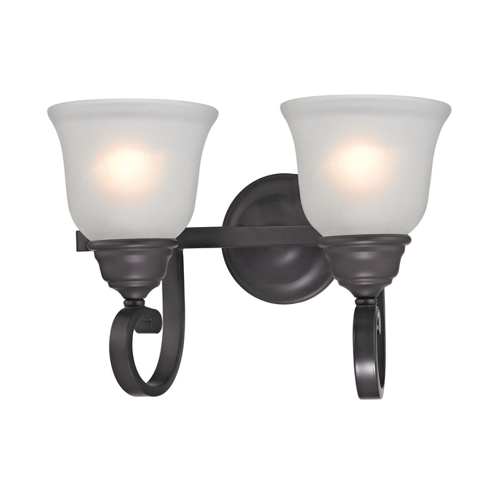 Hamilton 2-Light Vanity Light in Oil Rubbed Bronze with White Glass