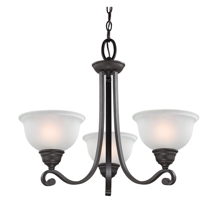 Hamilton 3-Light Chandelier in Oil Rubbed Bronze with White Glass