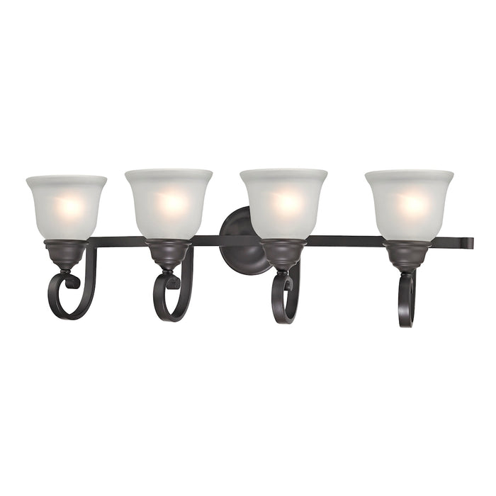 Hamilton 4-Light Vanity Light in Oil Rubbed Bronze with White Glass