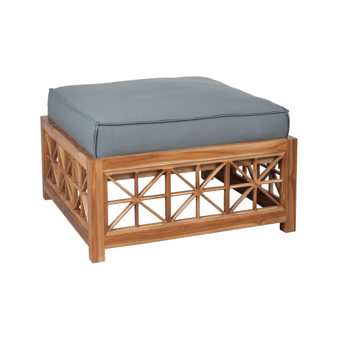 Teak Lattice Square Ottoman Cushion - Gray