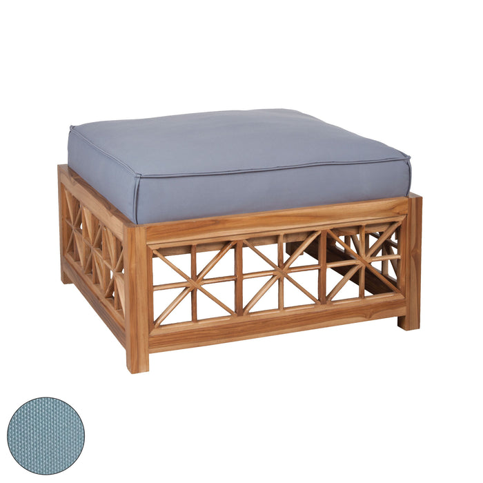 Teak Lattice Square Ottoman Cushion - Sea Green