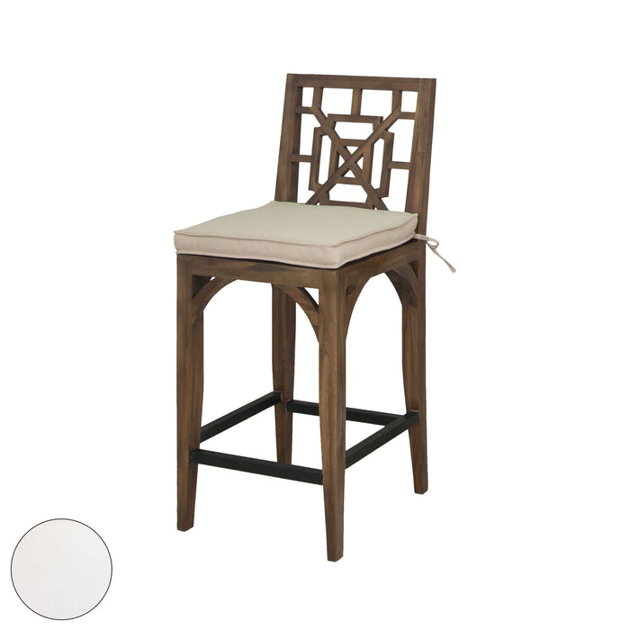 Teak Patio Barstool Cushion - White