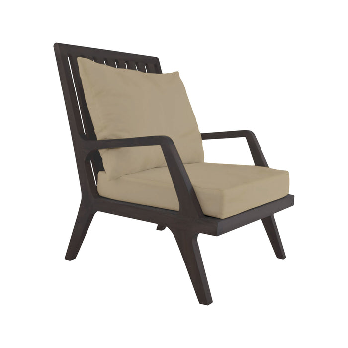 Teak Patio Lounge Chair Cushions in Cream (2-piece Set)