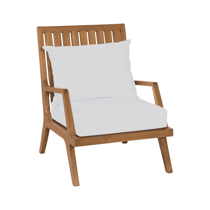 Teak Patio Lounge Chair Cushions in White