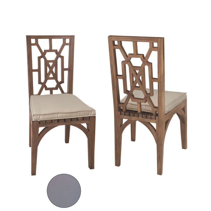 Teak Garden Dining Chair Cushion in Grey