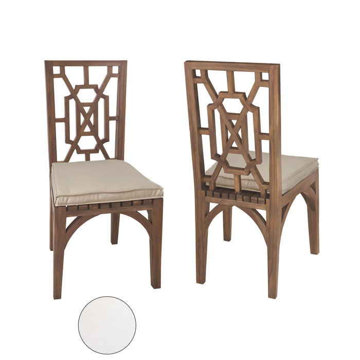 Teak Garden Dining Chair Cushion in White