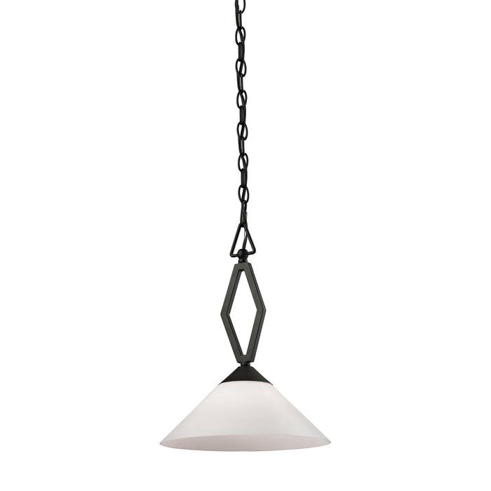 Tribecca 1-Light Mini Pendant in Oil Rubbed Bronze with White Glass