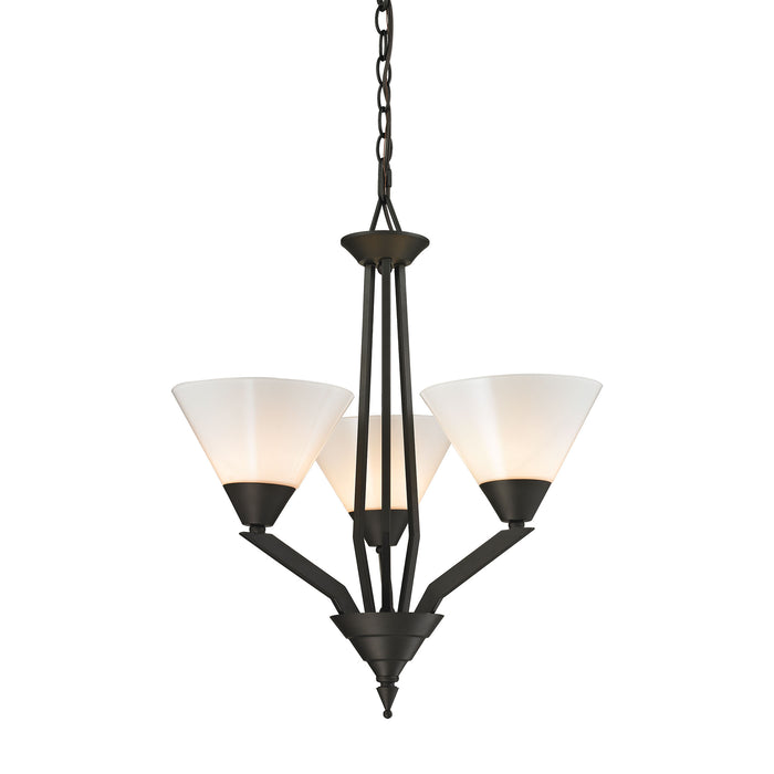 Tribecca 3-Light Chandelier in Oil Rubbed Bronze with White Glass