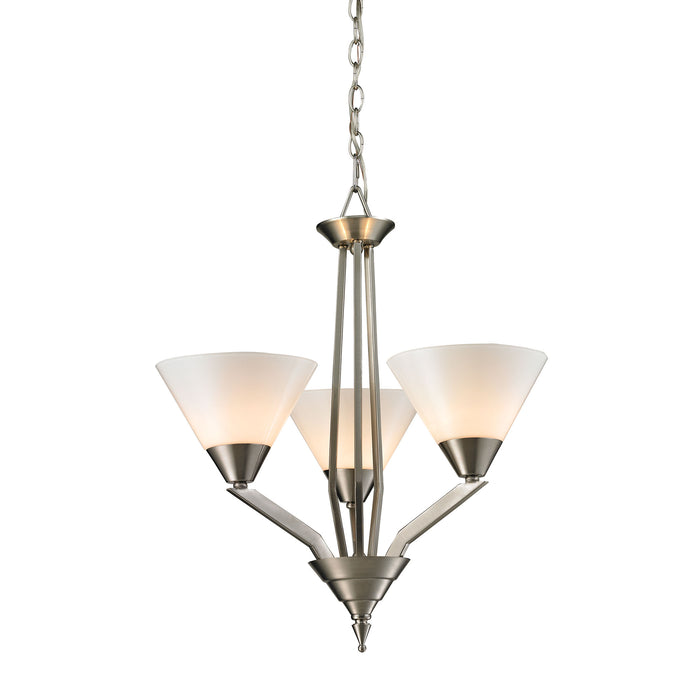 Tribecca 3-Light Chandelier in Brushed Nickel with White Glass