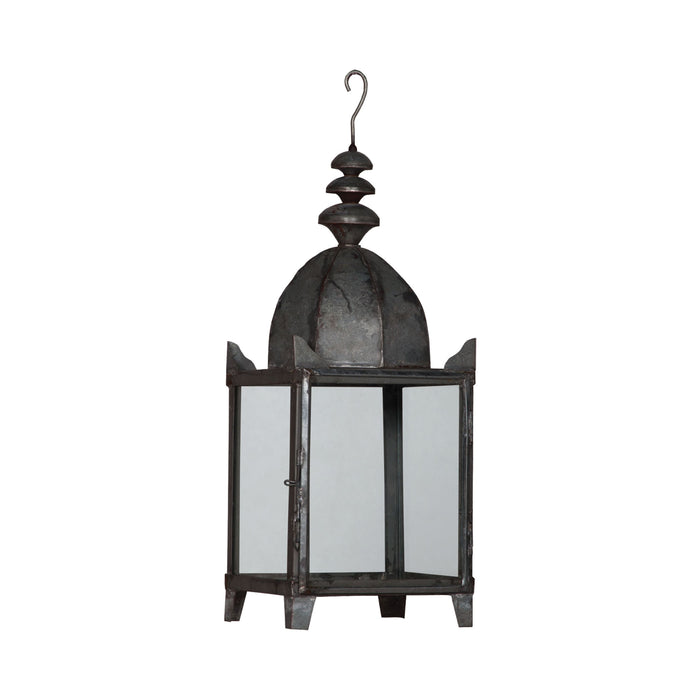 Hanging Candle Lantern In Antiqued Metal