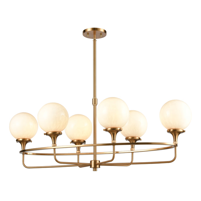 Beverly Hills 38'' Wide 6-Light Linear Chandelier - Satin Brass