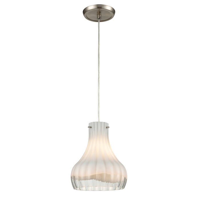 Coastal Scallop 8'' Wide 1-Light Mini Pendant - Satin Nickel