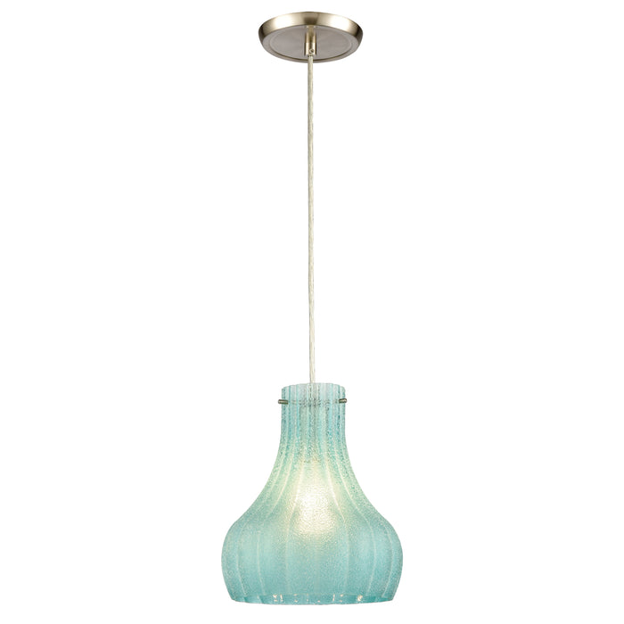 Coastal Scallop 8'' Wide 1-Light Mini Pendant - Satin Nickel