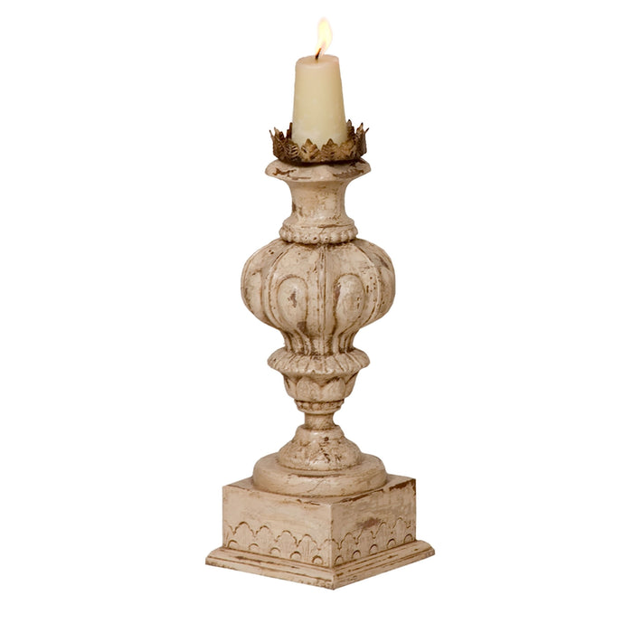 CARVED CANDLE STAND - Crossroads Rosa