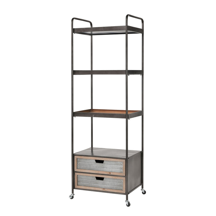 Whitepark Bay Bookshelf in Natural Fir Wood and Galvanized Steel