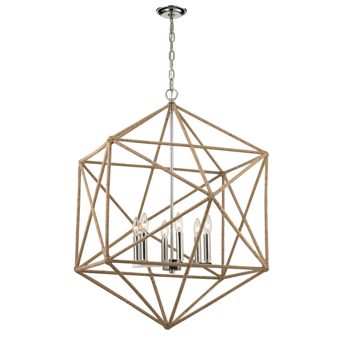 Exitor 34'' Wide 6-Light Chandelier - Polished Nickel