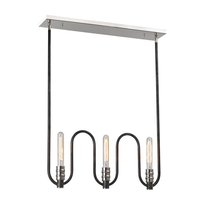 Continuum 2'' Wide 3-Light Linear Chandelier - Polished Nickel