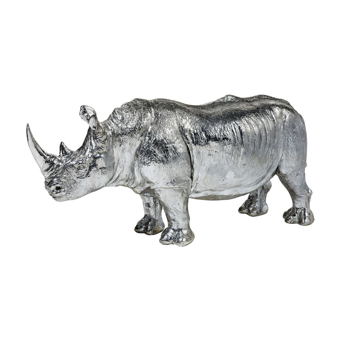 Silver Rhino Sculpture