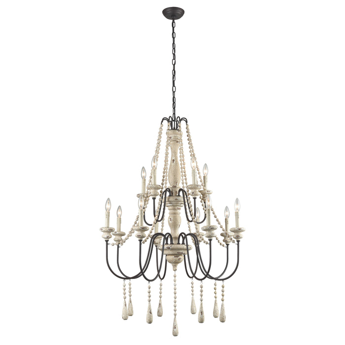 Sommieres 33'' Wide 12-Light Chandelier - Antique French Cream