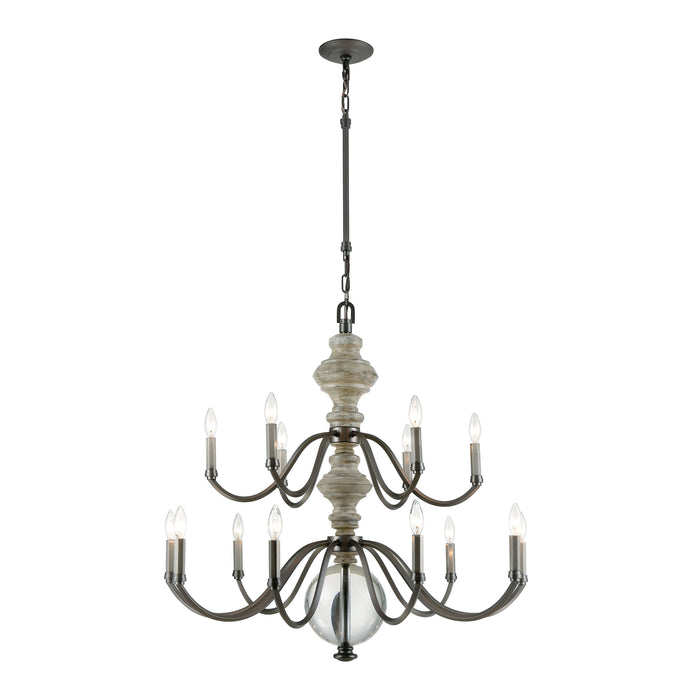 Neo Classica 36'' Wide 15-Light Chandelier - Aged Black