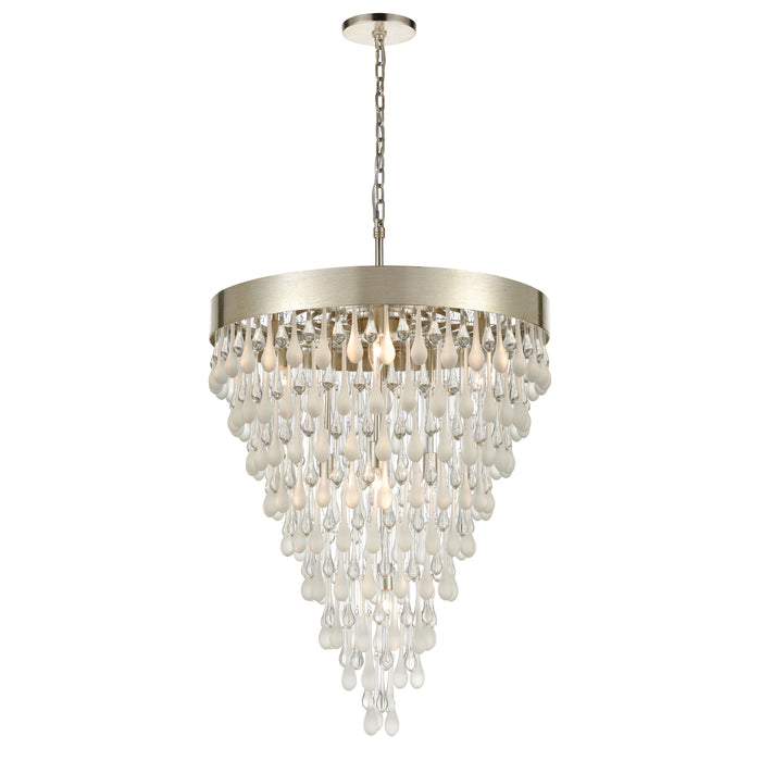 Morning Frost 26'' Wide 10-Light Chandelier - Silver Leaf