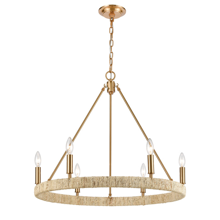 Abaca 27'' Wide 6-Light Chandelier - Satin Brass