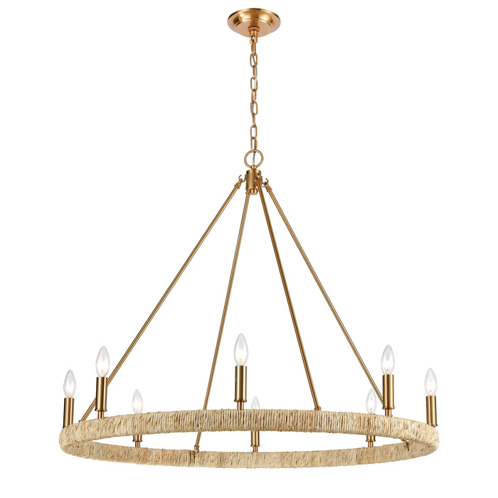 Abaca 36'' Wide 8-Light Chandelier - Satin Brass