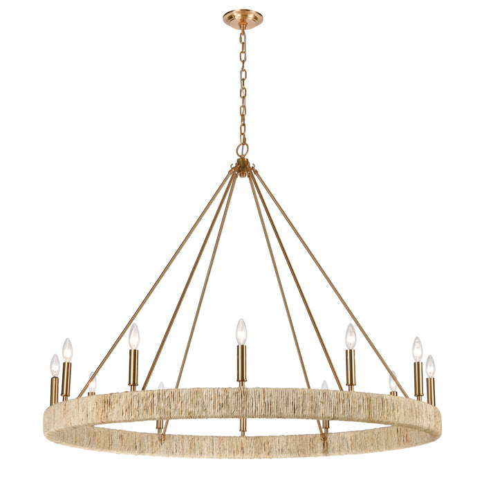 Abaca 48'' Wide 12-Light Chandelier - Satin Brass