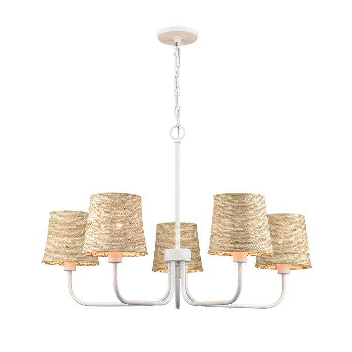 Abaca 34'' Wide 5-Light Chandelier - Textured White