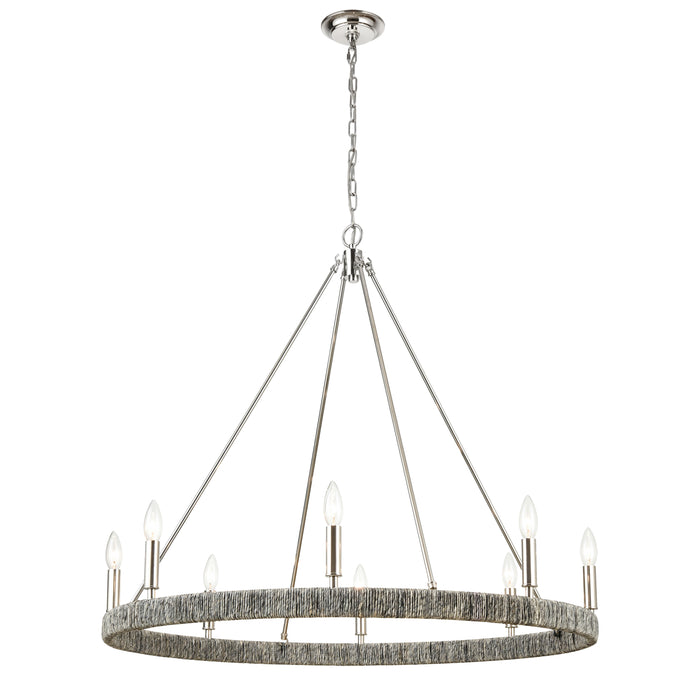 Abaca 36'' Wide 8-Light Chandelier - Polished Nickel