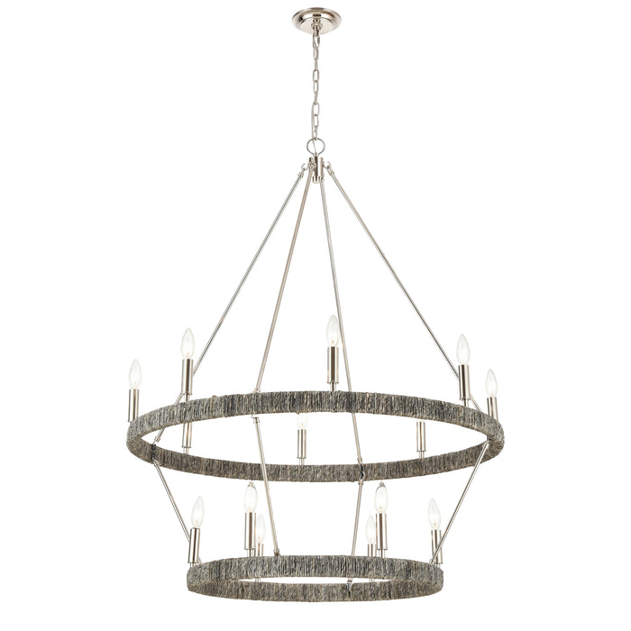 Abaca 36'' Wide 14-Light Chandelier - Polished Nickel