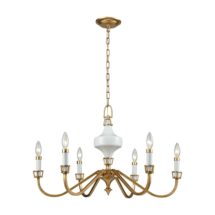 Ceramique 30'' Wide 6-Light Chandelier - Antique Gold Leaf