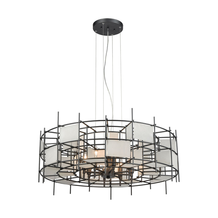 Spanish Alabaster 32'' Wide 8-Light Chandelier - Dark Graphite