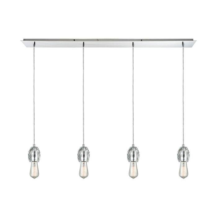 Socketholder 4-Light Linear Pendant Fixture in Polished Chrome