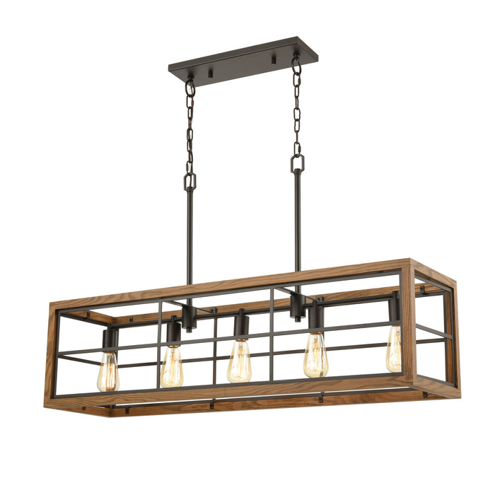 Warehouse Window 42'' Wide 5-Light Linear Chandelier - Oil Rubbed Bronze