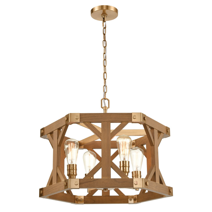 Structure 23'' Wide 4-Light Chandelier - Medium Oak