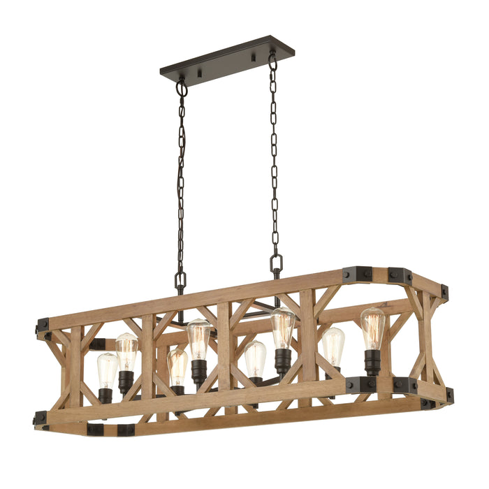 Structure 48'' Wide 8-Light Linear Chandelier - Medium Oak