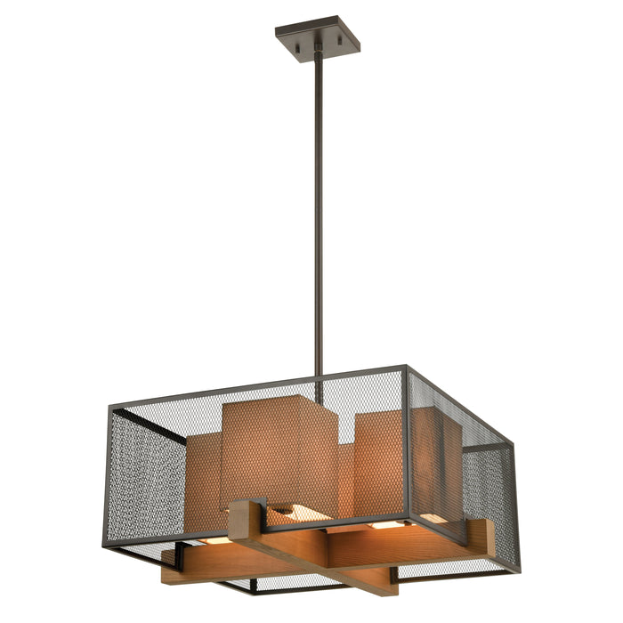 Crossbeam 25'' Wide 4-Light Chandelier - Oil Rubbed Bronze