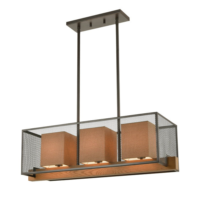 Crossbeam 35'' Wide 3-Light Linear Chandelier - Oil Rubbed Bronze